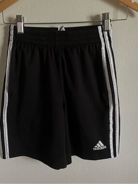 adidas Black Shorts white stripes Medium 8 10 soccer